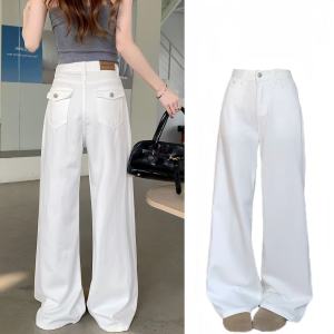High Waist Wide Leg Jeans Womens Loose Fit Flap Pocket Denim Pants Autumn Fashion Casual High Street Style Long Trousers
