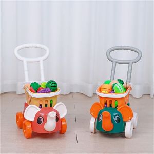 Kids Supermarket Shopping Groceries Cart Trolley Toys Basket Simulation Vegetables Food Pretend Play Shopping Carts
