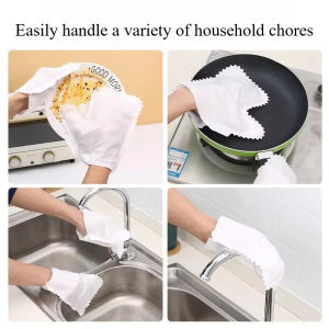 10Pcs Disposable Dish Gloves Wet & Dry Dust Cleaning Gloves Non-woven Lazy Cleaning Rag For Kitchen