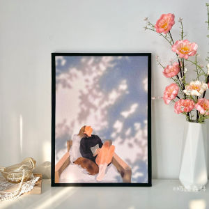 Light and Shadow Girl Lazy Healing Painting Art Decorative Painting Cozy Bedroom Bedside Decoration Painting Living Room Niche Style Mural