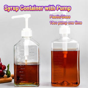 Digeo Plastic Glass Syrup Container with Pump (10cc) - For Sugar Syrup Flavor Syrup