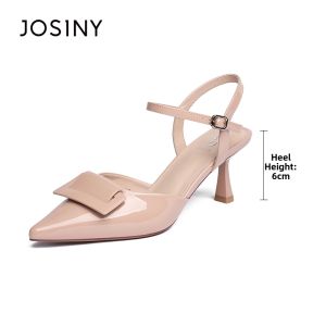 Josiny | Leather Pointed Toe Hollow Heel Womens Sandals