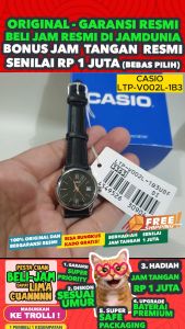 CASIO ORIGINAL - CASIO LTP-V002L-1B3UDF - WOMEN LA - Kulit - Hitam - Jam dunia JD19ST # Jam Tangan Wanita Jam Wanita Jam Tangan Anti Air + CASIO LTP-V002L-1B3 LTP V002L 1B3 LTP-V002L V 002 L LTPV002 LTP-V002 LTPV002L LTP-002 $ WR0 STK KC7