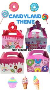 12/24PCS Donut Theme Birthday Party Lollipop Dessert Sweet CandyLand Loot Box Lootbag Lootbox Candybox