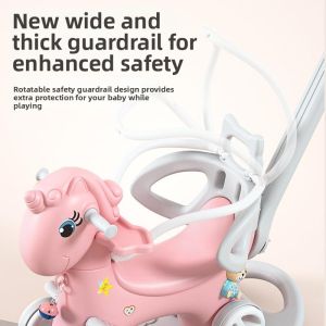 2-in-1 Rocking Horse and Stroller Anti-Fall Wooden Toy