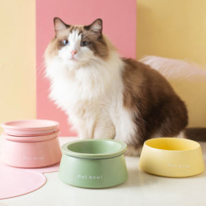 Easy to Store Ceramic Cat Dog Bowl Set Three Pieces Food Water Snack Dish Durable Pet Bowls Not Easy to Flip Pet Feeding Set