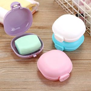 Portable Plastic Soap Box with Lid Bathroom Drain Soap Case Dish Plate Case Mini Travel Soap Box Bathroom Accessories