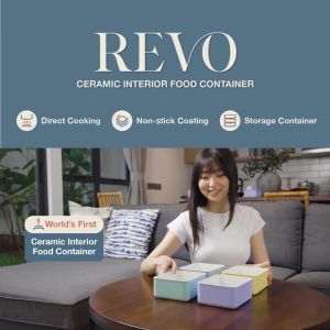 SWANZ Revo Container - Ceramic Coating Lunch Box for Adult Meal Prep Food Storage Microwaveable Non Stick Frying Pan