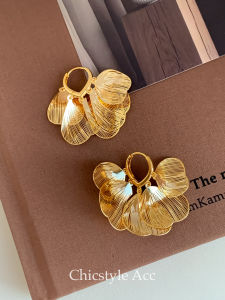 Fashionable Leaf Shaped Bling Metal Hollow out Sequins Earrings Korean Style Alloy Geometric Pattern Womens Fashion Jewelry