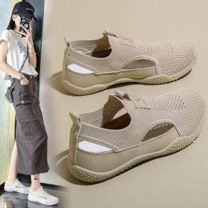 JIFANPAUL | Womens Breathable Mesh Slip On Sandals Lightweight Comfortable Flat Shoes for Summer Outdoor Walking Travel