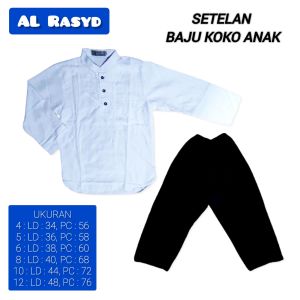 TERMURAH Setelan koko anak laki-laki celana hitam baju putih lengan panjang bahan katun micro grad A premium adem seragam sekolah anak muslim