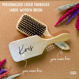 Personalized Laser Engraved Large Wooden Paddle Brush