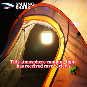 Mỉm cười cá mập ly8312 LED cắm trại ánh sáng 3mode ánh sáng ấm áp năng lượng mặt trời loại C Đèn cắm trại sạc được cắm trại ngoài trời không thấm nước chiếu sáng