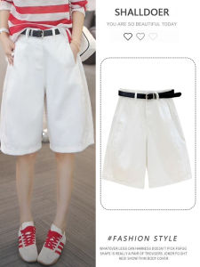 Shalldoer | High Waist Slimming Straight Leg Capri Pants Womens Fashionable Summer Breathable Loose Wide Leg Pants Casual Style