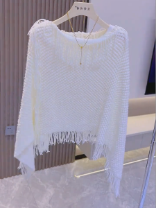 QINGNAER | Loose Comfortable Big Size Womens Knitwear With Tassel Patchwork