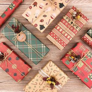 70*50cm Christmas Gift Wrapping Paper for Birthday Christmas Gift Packaging Paper Material DIY Bag Kraft Paper New Year Gift Decor