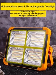 400W Outdoor Camping Portable Lamp IP66 Waterproof Searchlight with Stand Holder Solar Flashlight Emergency Repair Light