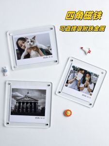 Acrylic Magnetic Photo Frame Instant Camera Fridge Magnet Transparent Display Stand Small Card Showcase 3 Inch Wall Photo