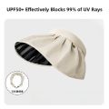 Womens Summer Sun Protection Hat Foldable Shell Cap Black Glue Empty Top Anti-UV Hairband Face Covering Spring Season. 