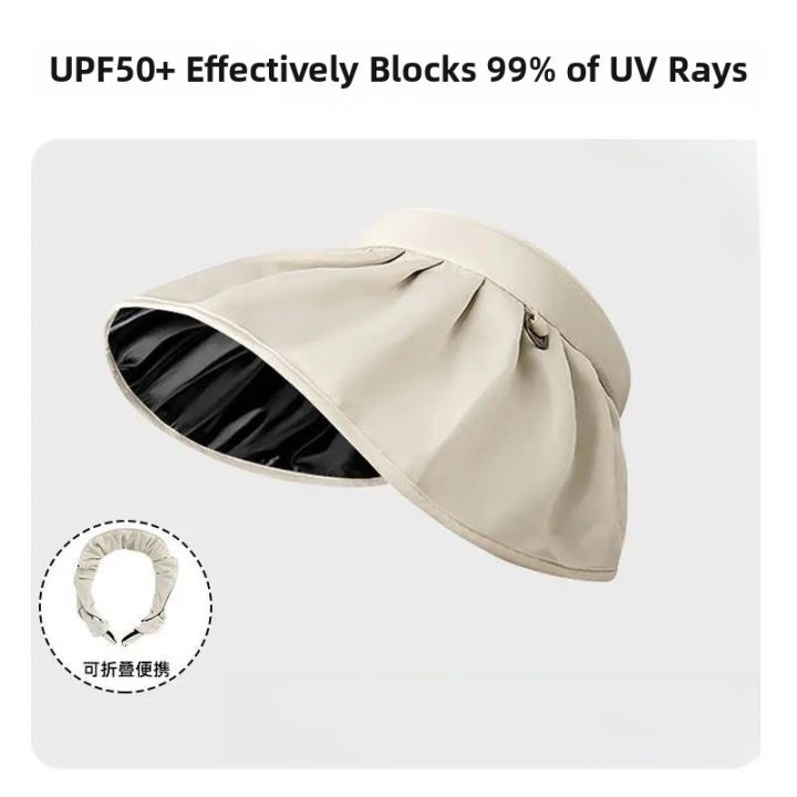 Womens%20Summer%20Sun%20Protection%20Hat%20Foldable%20Shell%20Cap%20Black%20Glue%20Empty%20Top%20Anti-UV%20Hairband%20Face%20Covering%20Spring%20Season%20-%20Image%208