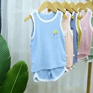 Ice Silk Quick-Drying Kids Vest Sets & Coordinates Summer Childrens Sleeveless Shorts Suit Boys and Girls Sports Two-Piece