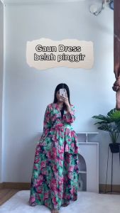 [Basica Moda] 97780 Gaun Dress Maxi Wanita Atheriana Motif Bunga Crepe Import