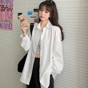 Ladies Ice Silk Drapey Loose Batwing Sleeve Sun Protection Shirt 2025 Shantou Fubao Pure Color Commute Style Long Sleeve Shirt
