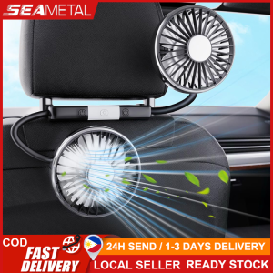 SEAMETAL Car Cooling Fan 360° Adjustable 2 Headed Car Fan USB 12V/5V 3 Speeds Auto Seat Back Electric Fan For Dashboard RV Truck
