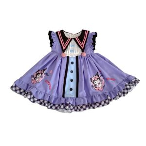 Cute Princess Dress for Little Girls Summer Clothes New Style Doll Collar Dress Flying Sleeve Girl Dog Cotton Straight Skirt
