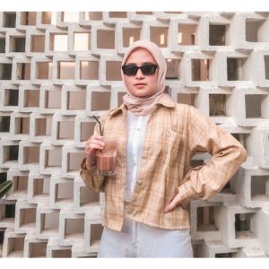 Kemeja Crop Kotak-Kotak Lengan Panjang Korean Style LD 100 & 120 / Rubi Top Tartan