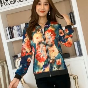 New Design Sense Printed Casual Baseball Jersey Womens Korean Edition Sun Protection Fashion Thin Short Coat