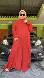 WAMA GAMIS SYARI LD 150 SUPER JUMBO CRINKLE AIRFLOW PREMIUM BIG SIZE DRESS MUAT 100 - 130 KG LONGGAR