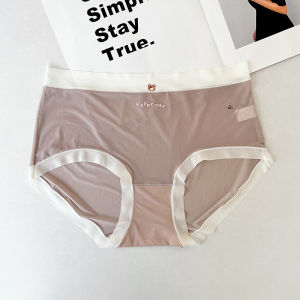 Ultra-thin Ice ผ้าไหม ชุดชั้นในเอวสูง กางเกงใน ระบายอากาศได้ดี ใส่สบาย ฤดูร้อน ผู้หญิง สามเหลี่ยม กางเกงชั้นในหญิง มีไซส์ใหญ่