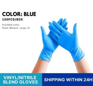 100Pcs Disposable Gloves Nitrile Vinyl Latex Free Powder Free Non-Sterile Healthcare Food Handling Use Personal Protective Equipment Tattoo Gloves Multi-Purpose