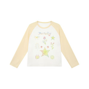 Doodle Print Color Block Raglan Sleeve Loose T-shirt Spring