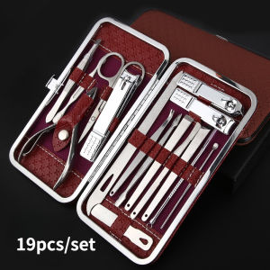 Nail Clippers Set Manicure Pedicure Kit 19pcs Stainless Steel Toenail Clipper Cutters Kits for Home Workplace Gift Giving Salon