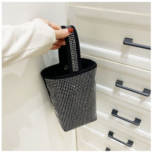 Minimalist Design Full Diamond Ins Mini Satchel Rhinestone Bag Womens Mobile Phone Bag Hand Bag Walking Casual Handbag