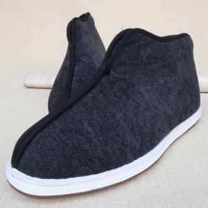 Thickened Fleece Lined Mens Winter Shoes Breathable Cloth Bottom Warm Traditional Chinese Style Hanfu Shoes Dad Shoes Monk Shoes
