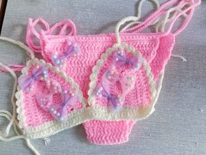 บีกินนี่ถักไหมพรม คอตตอนนม  แฟชั่นเด็กผู้หญิง