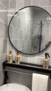 ALX MALAYSIA Home Ins Mirror Rubber Frame Mirror Bathroom Mirror wt Hook Dressing Mirror Entrance Mirror Round Mirror Modern Ins Mirror Cermin Bulat 圆形镜子