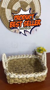 Tray Nampan Anyaman Baki Seagrass Tempat Aqua Gelas Keranjang Serbaguna Kerajinan Anyaman Jogja