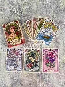 Romantic Lenormand Oracle Cards 10.2*7.2cm English Vision Art Nouveau Floral Motifs 37 Pcs Deck 4*2.8inch For Party Board Games