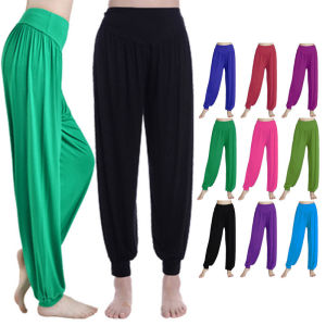 กางเกงฮาเร็มนุ่มกางเกงฮิปปี้ชุดกีฬาโยคะขนาดพิเศษนุ่มสำหรับเต้น