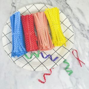 Colorful Dots Wire Metallic Twist Ties Lollipop Ligation Candy Bag Baking Packaging Sealing Binding Wire For Cake Dessert Bag