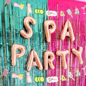 LaVenty Spa Party Balloons Nail Polish Banner Spa Party Banner Spa Theme Salon Party Decoration Makeup Party Decoration