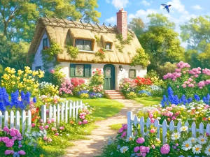 Huacan 5D Diamond Painting House Garden Diamond Mosaic Landscape Complete Kit Wall Decor