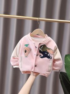 Thickened Fleece Girls Baseball Jacket Spring Autumn New Style Childrens Jacket Coat for Baby Girls Kids Casual Cotton Coat