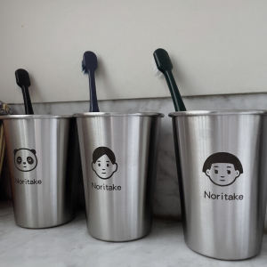 304 Stainless Steel Japanese Style Simple Couple Childrens Mouthwash Cup Ins Style Boys and Girls Tooth Cup Family of Three