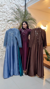 Gamis Dress Sahara Brokat Tile Satin Velvet Model Sahara Maxi Dress Busui Friendly Pesta/Kondangan
