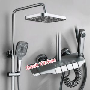 Shower tiang grey abu abu / Shower set panas dingin MODERN model piano pencet